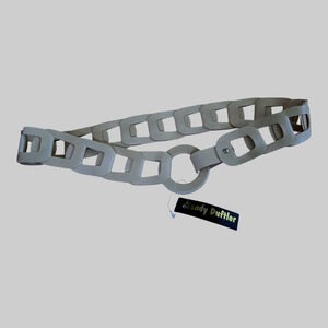 New Sandy Duftler Tan Leather Chain Belt USA Luxury